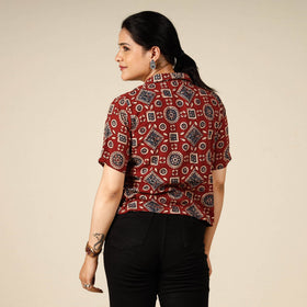 Printed half sleeve cotton crop top - handcrafted