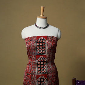 Ajrakh hand block print with bandhani modal silk natural