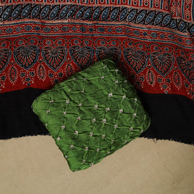 Ajrakh hand block print with bandhani modal silk natural