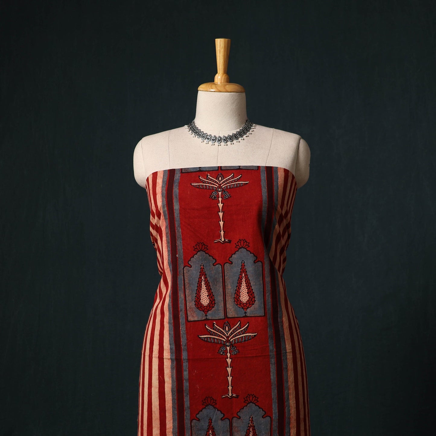 Ajrakh hand block print natural dyed cotton 2pc unstitched