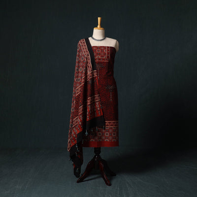Ajrakh hand block print natural dyed cotton 2pc unstitched