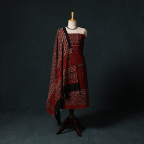 Ajrakh hand block print natural dyed cotton 2pc unstitched