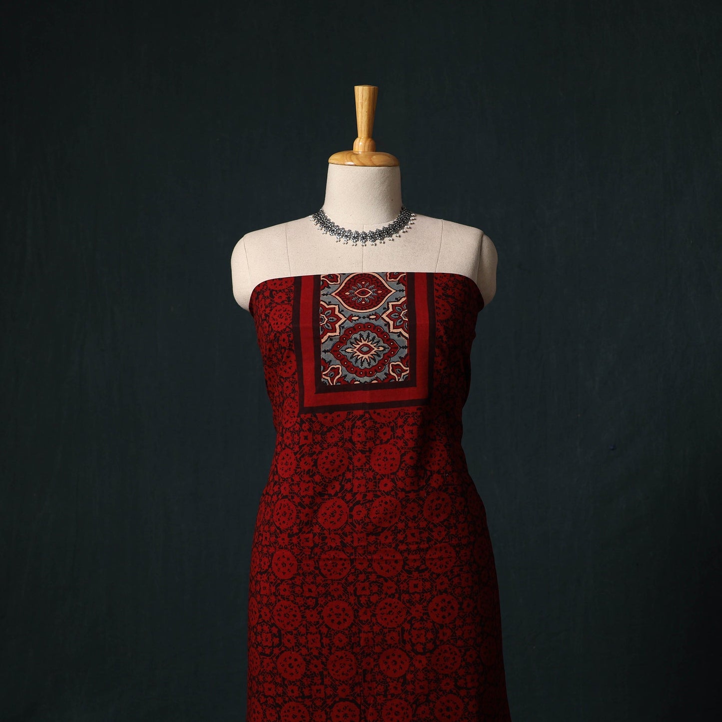 Ajrakh hand block print natural dyed cotton 2pc unstitched