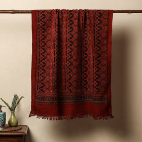  Red Block Print Cotton Ajrakh Handloom Towel