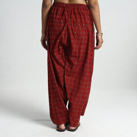Red - Ajrakh Hand Block Printed Cotton Elasticated Salwar 03