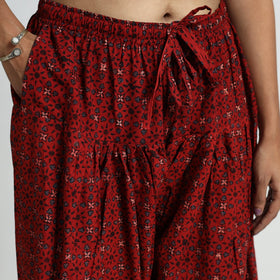 Red - Ajrakh Hand Block Printed Cotton Elasticated Salwar 03