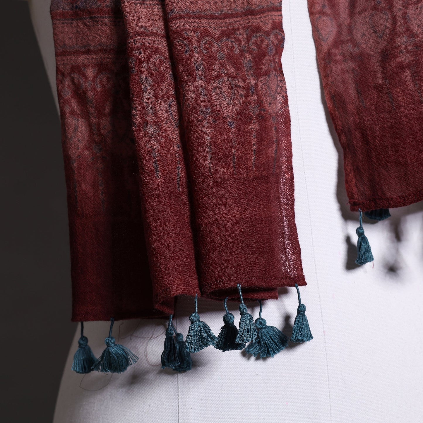  Ajrakh Hand Block Printed Pure Woolen Stole 