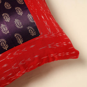 Buy Red Ajrakh Patch Ikat Cushion Cover