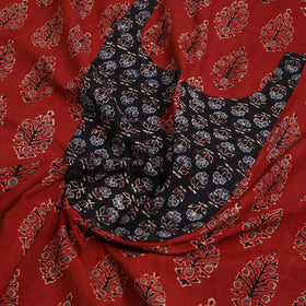 Buy Red Ajrakh Print Patchwork Cotton Kurta Material