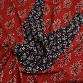 Buy Red Ajrakh Print Patchwork Cotton Kurta Material
