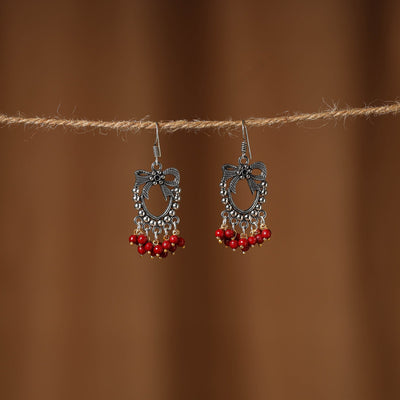 Red Anaisha German Silver Beaded Earrings