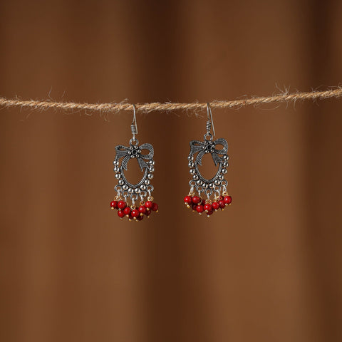 Red Anaisha German Silver Beaded Earrings