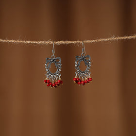 Red Anaisha German Silver Beaded Earrings