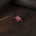 Red - antique silver finish oxidised stone work ring 45