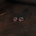Red - antique silver finish oxidised toe rings (adjustable)