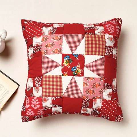  Applique Quilted Cotton Cushion Cover (16 x 16 in) 
