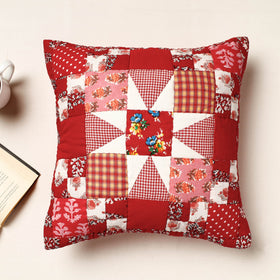  Applique Quilted Cotton Cushion Cover (16 x 16 in) 