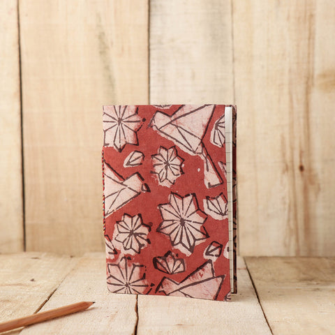  Art Block Print Fabric Cover Handmade Paper Notebook 