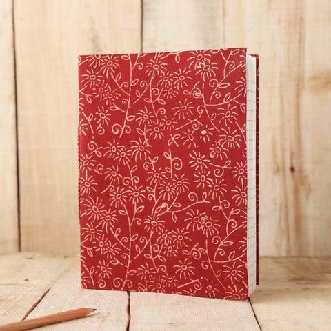  Art Block Print Fabric Cover Handmade Paper Notebook 