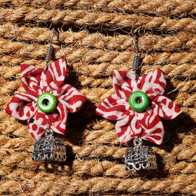 Red - ayesha handcrafted gs fabart phool kali earrings