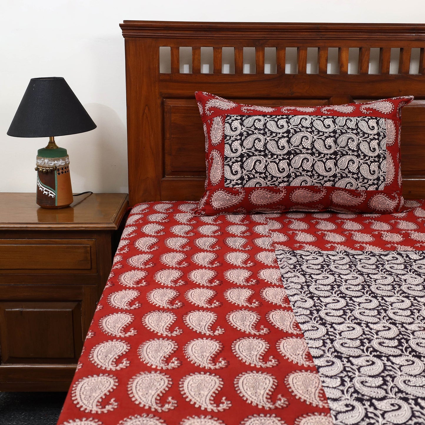 Bagh Print with Bagru Patch Cotton Bedsheet Set