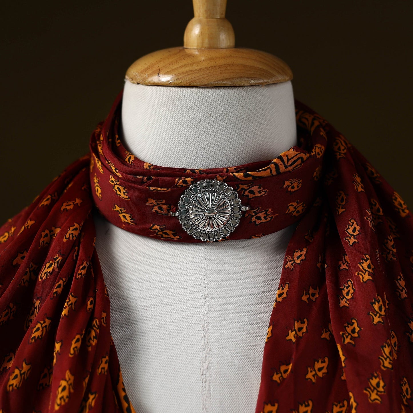 Bagh modal silk pendant necklace scarf 63 - handcrafted