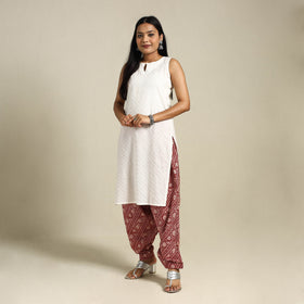 Red Bagh Block Print Natural Dyed Cotton Salwar