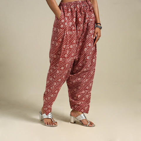 Red Bagh Block Print Natural Dyed Cotton Salwar