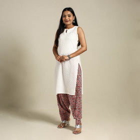 White Bagh Block Print Natural Dyed Cotton Salwar