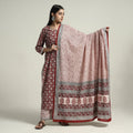Red - bagh block printed cotton kurta with palazzo &