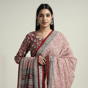 Red - bagh block printed cotton kurta with palazzo &