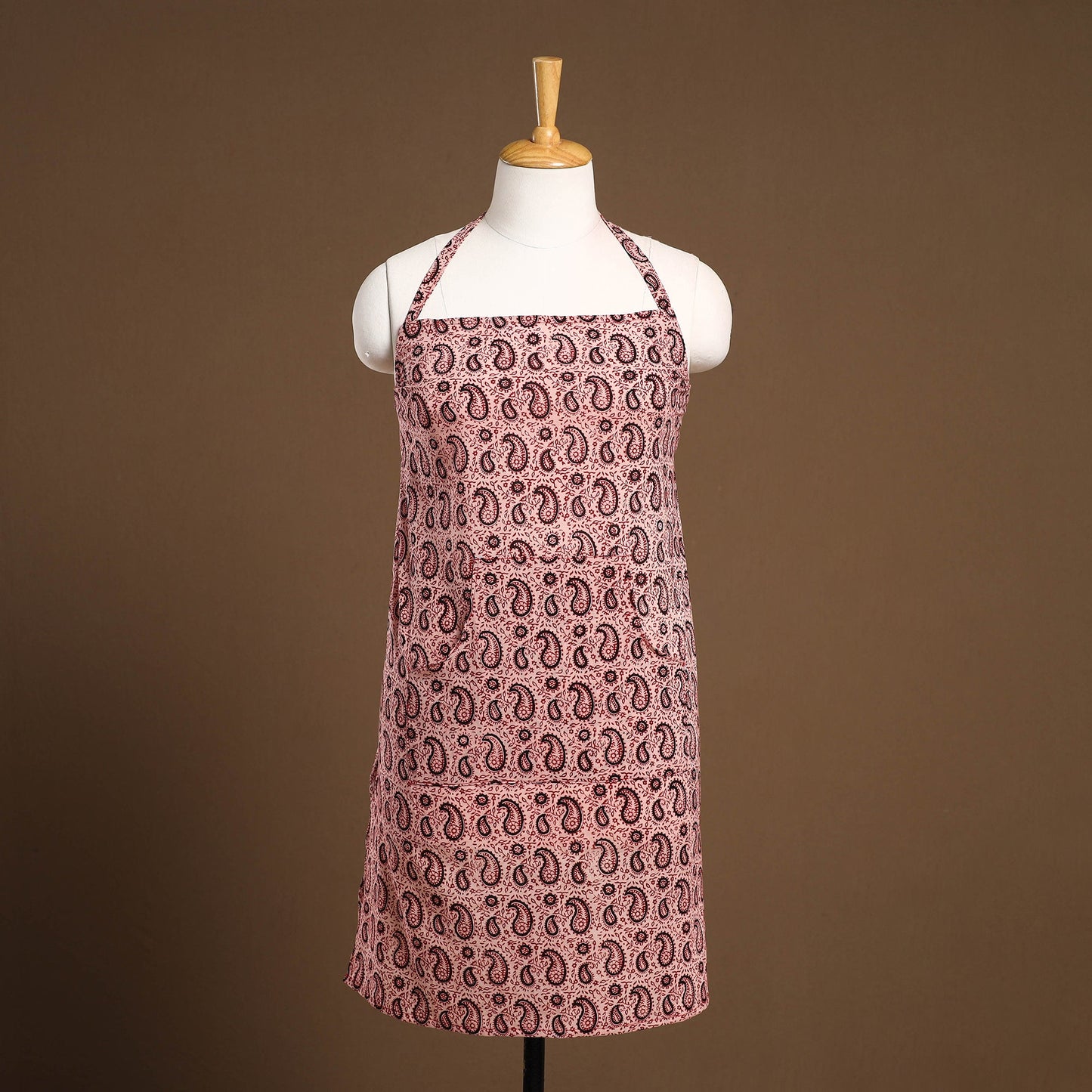 Buy Red Bagh Block Print Cotton Apron with Pocket