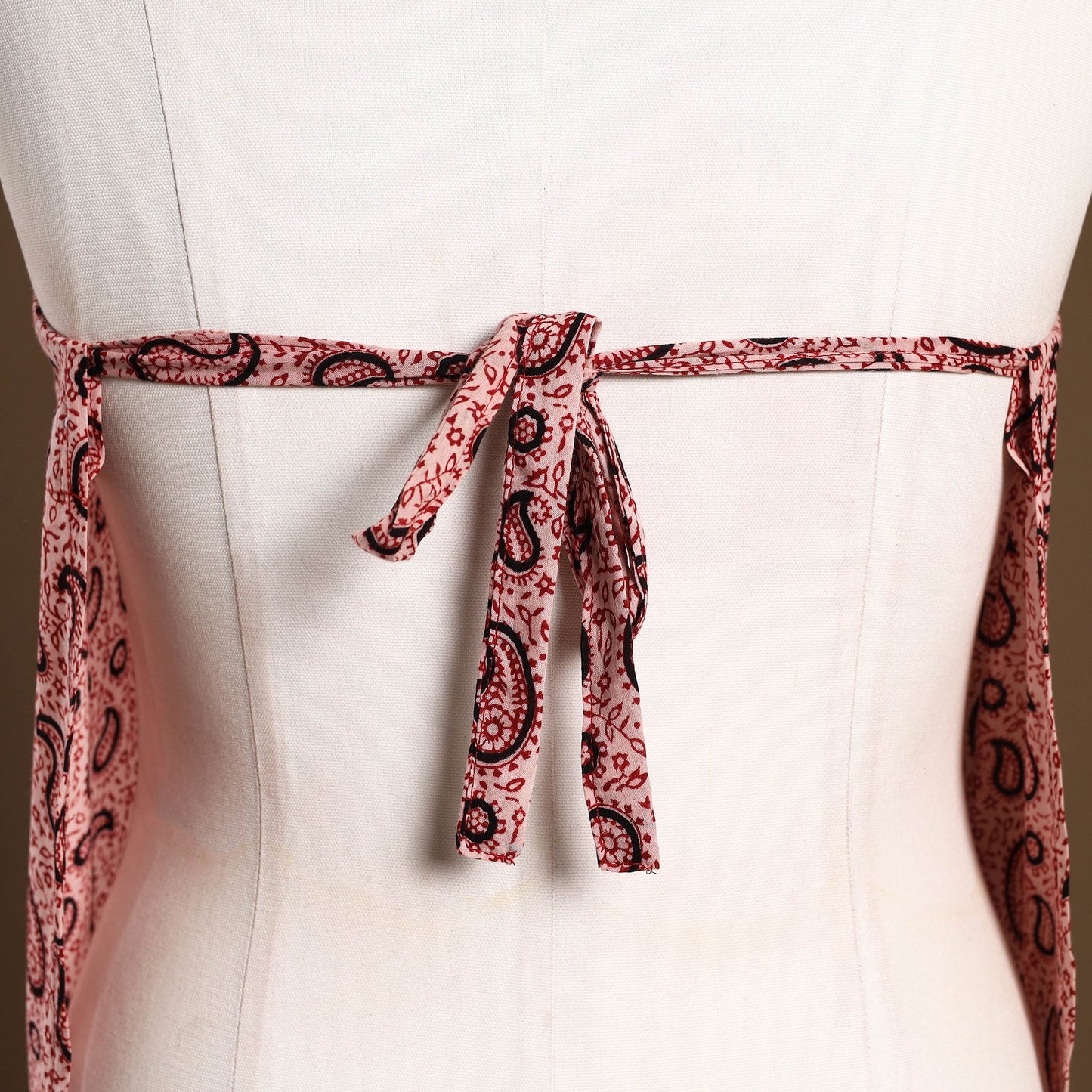 Buy Red Bagh Block Print Cotton Apron with Pocket