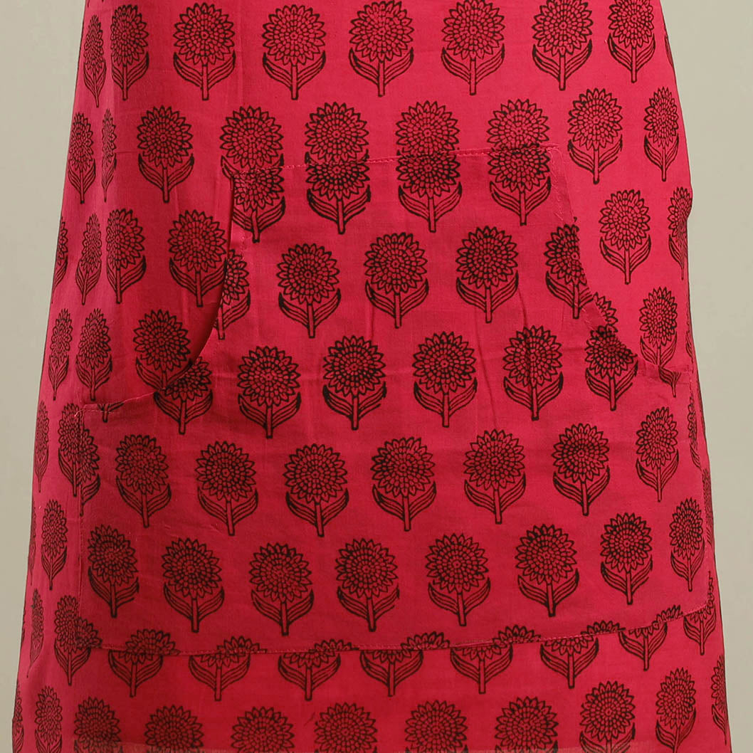 Buy Red Bagh Block Print Cotton Apron with Pocket