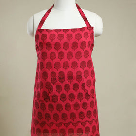 Buy Red Bagh Block Print Cotton Apron with Pocket