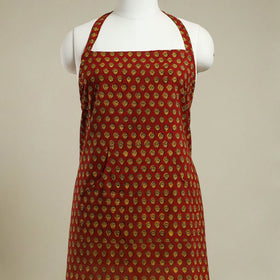 Buy Red Bagh Block Print Cotton Apron with Pocket