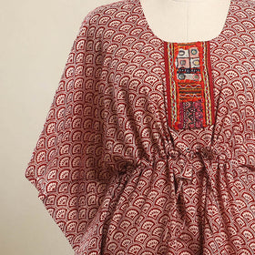 Buy Red Bagh Cotton Kaftan with Desert Thread Embroidery