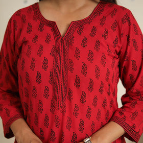 Red - bagh cotton suit set (set of 3) 02 - handcrafted