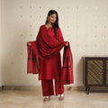 Red - bagh cotton suit set (set of 3) 02 - handcrafted