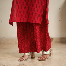 Red - bagh cotton suit set (set of 3) 02 - handcrafted