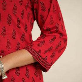 Red - bagh cotton suit set (set of 3) 02 - handcrafted