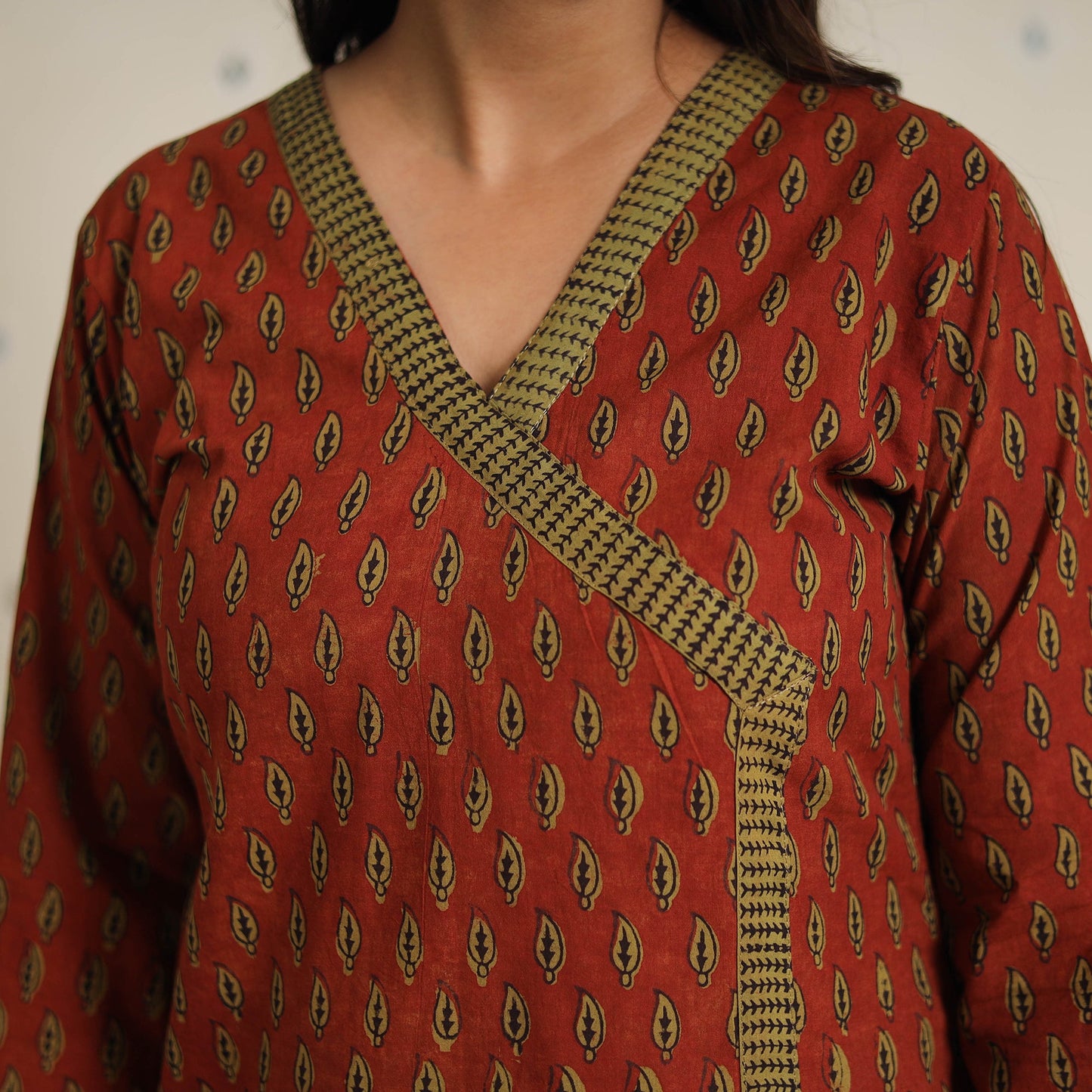 Red - bagh cotton suit set (set of 3) 04 - handcrafted