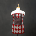 Red - bagh cotton unstitched kurta material with patchwork