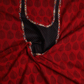 Red - bagh cotton unstitched kurta material with patchwork
