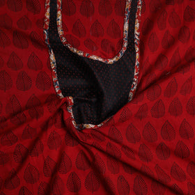 Red - bagh cotton unstitched kurta material with patchwork