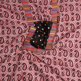 Red Bagh Print Cotton Kurta Material with Patchwork (3m) 