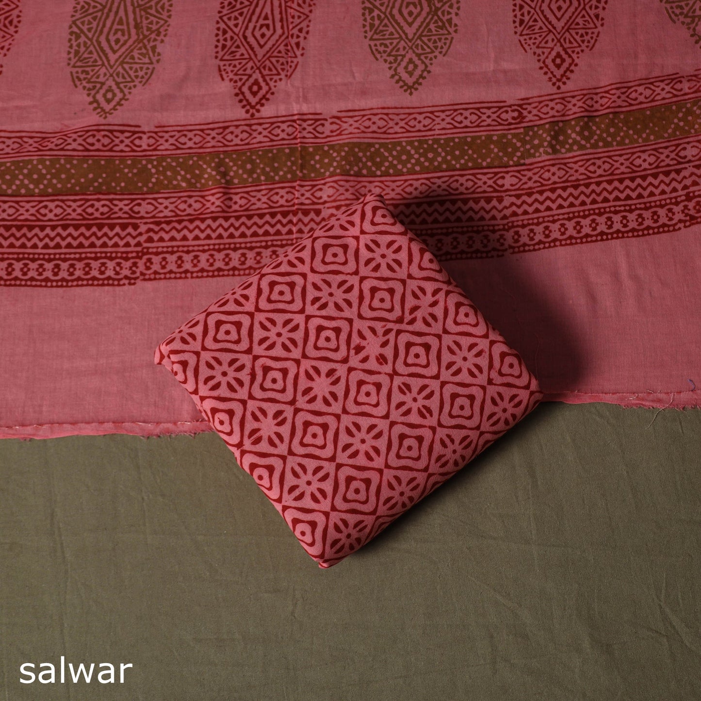 Bagh hand block print natural dyed cotton 3pc unstitched