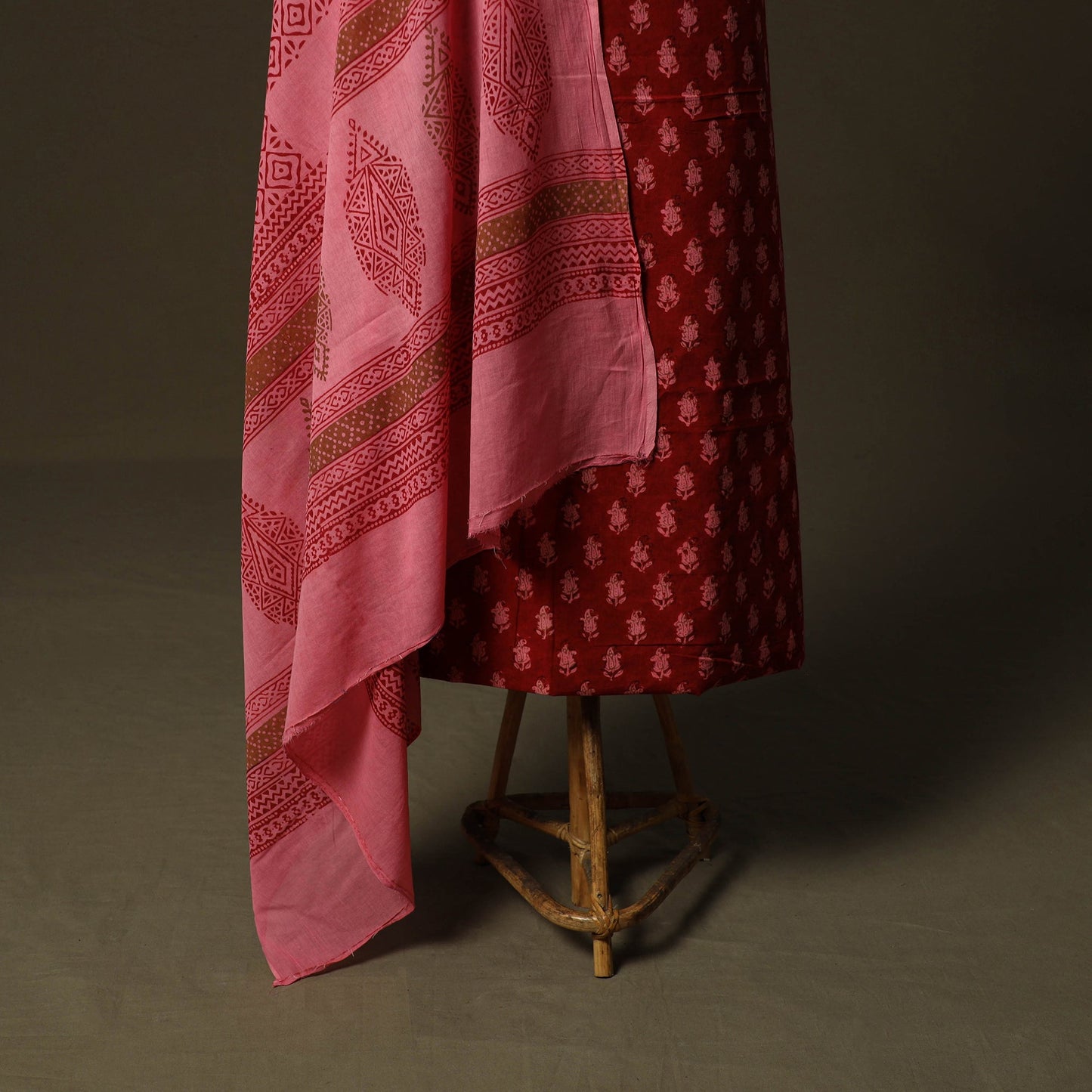 Bagh hand block print natural dyed cotton 3pc unstitched