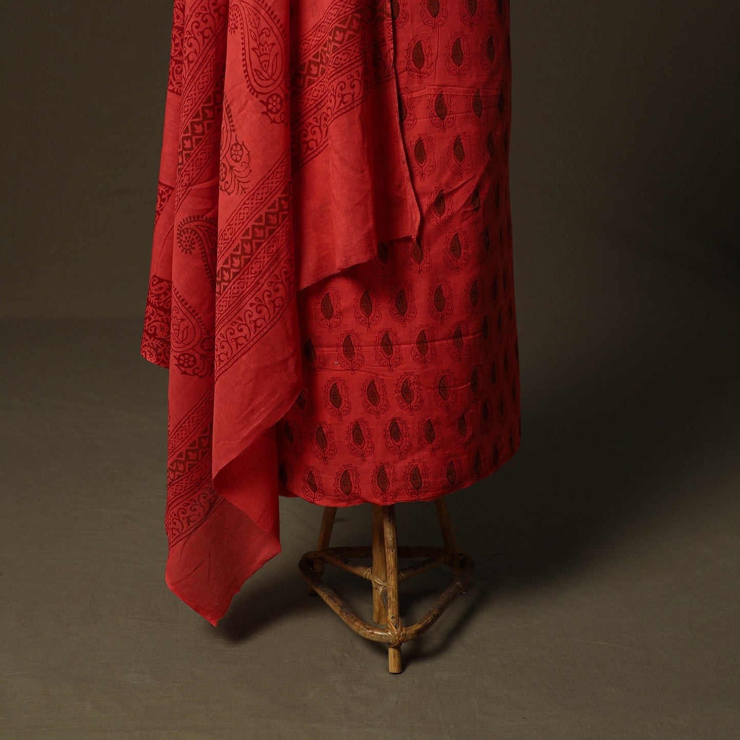 Bagh hand block print natural dyed cotton 3pc unstitched