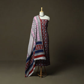 Bagh hand block print natural dyed cotton 3pc unstitched